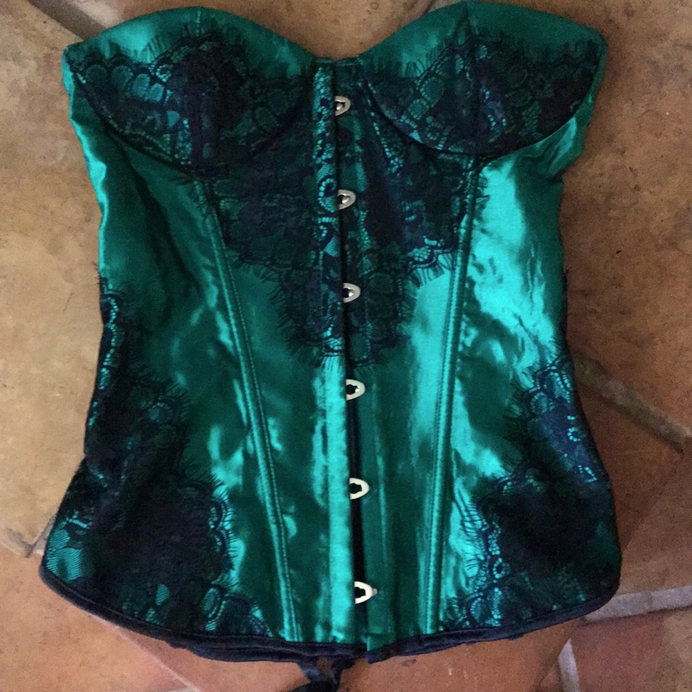NWOT Shimmering Forest Green Corset Bustier